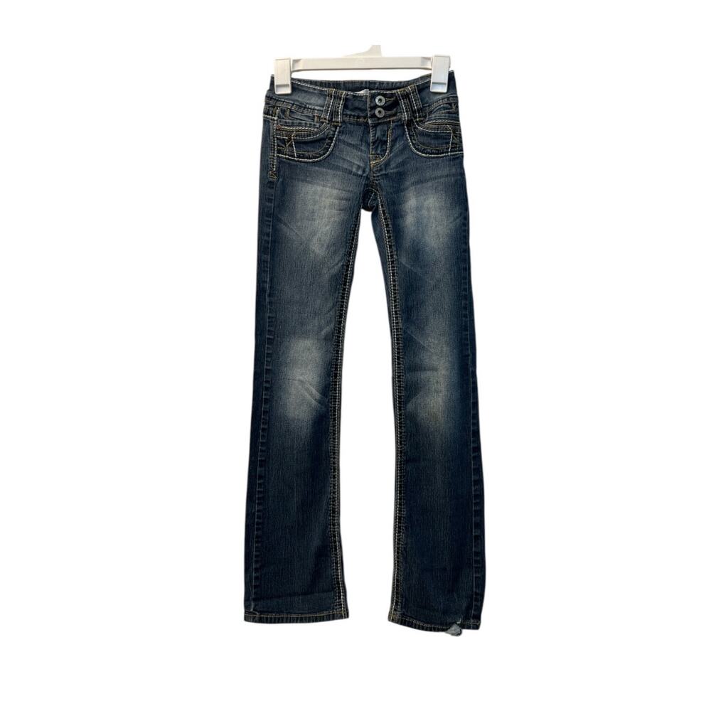 Bongo Womens Jeans Size 1 Bootcut Flare Medium Wash Stretch Distressed